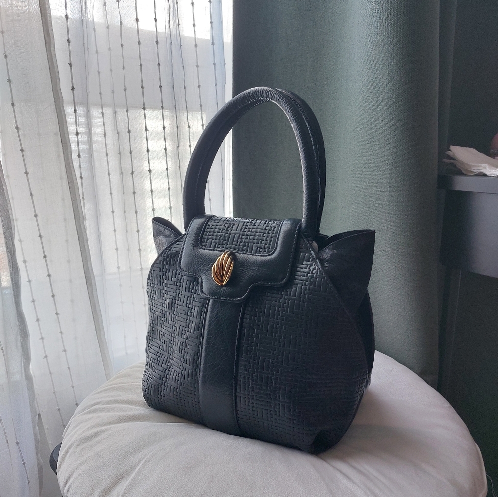 Navy Blue Vintage Leather Bag